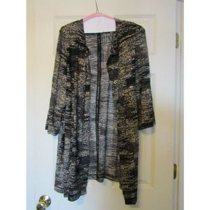 🤯 Nipon Boutique Black Gold Long Sleeve Cardigan w Matching Tank Size 2XL